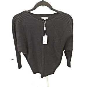 Vila Milano S Black Batwing Dolman Back Faux Button NWT Sweater Knit Y2K Slouchy